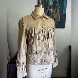 Ralph Lauren Tan Fringed Suede Jacket
